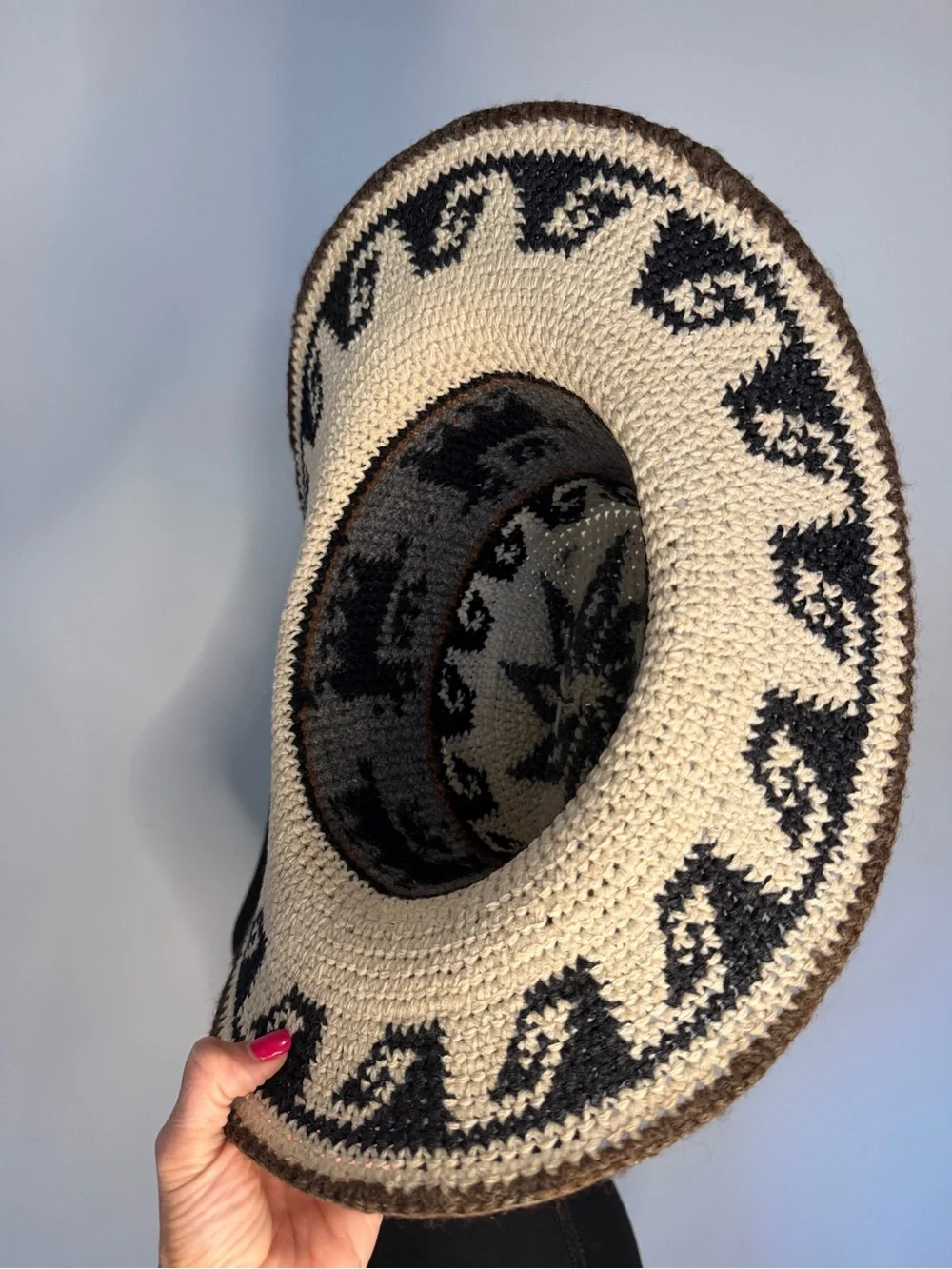 Vintage Peruvian Alpaca Wool Handwoven Cowboy Hat Boho Western 23”